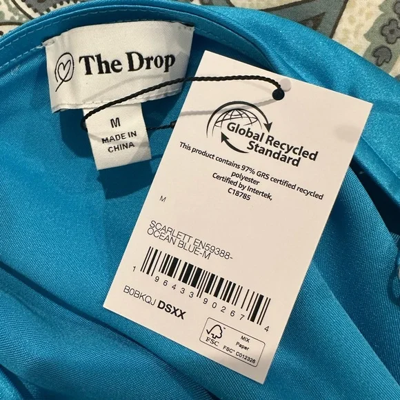 Sleek Blue Satin Slip Dress - Picture 6 of 7